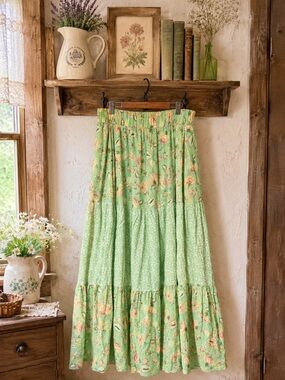 Torrid Mint Floral Tiered Maxi Skirt Size 1 Cottagecore
